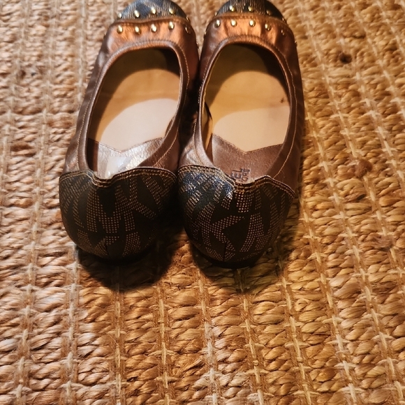 Michael Kors Brown and Black Leather Flats with Studded Details - Picture 6 of 7
